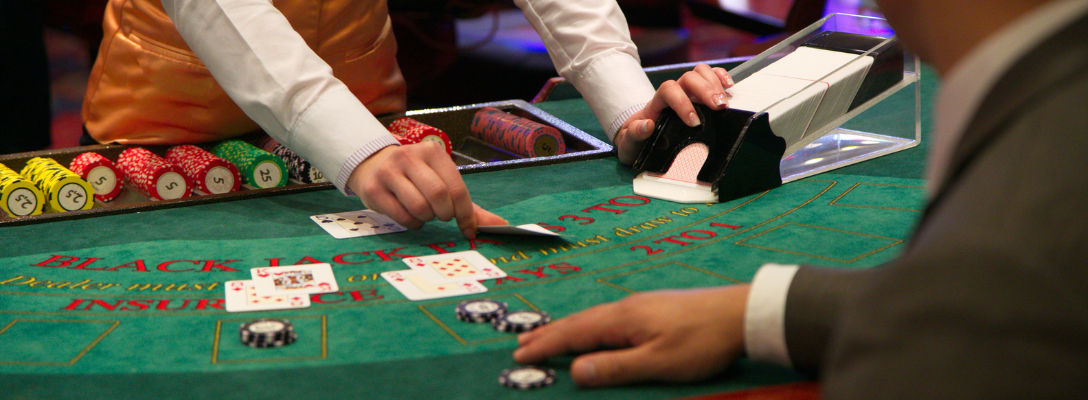 Las Vegas Casino Dealer at Blackjack Table